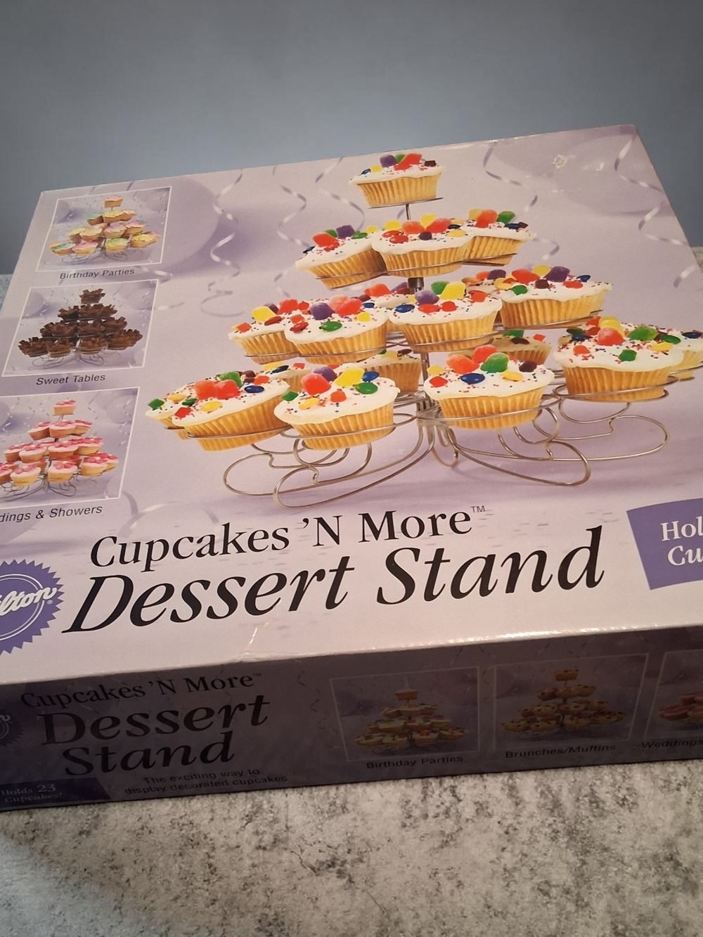 Wilton Dessert Stand with White and Gold Tones